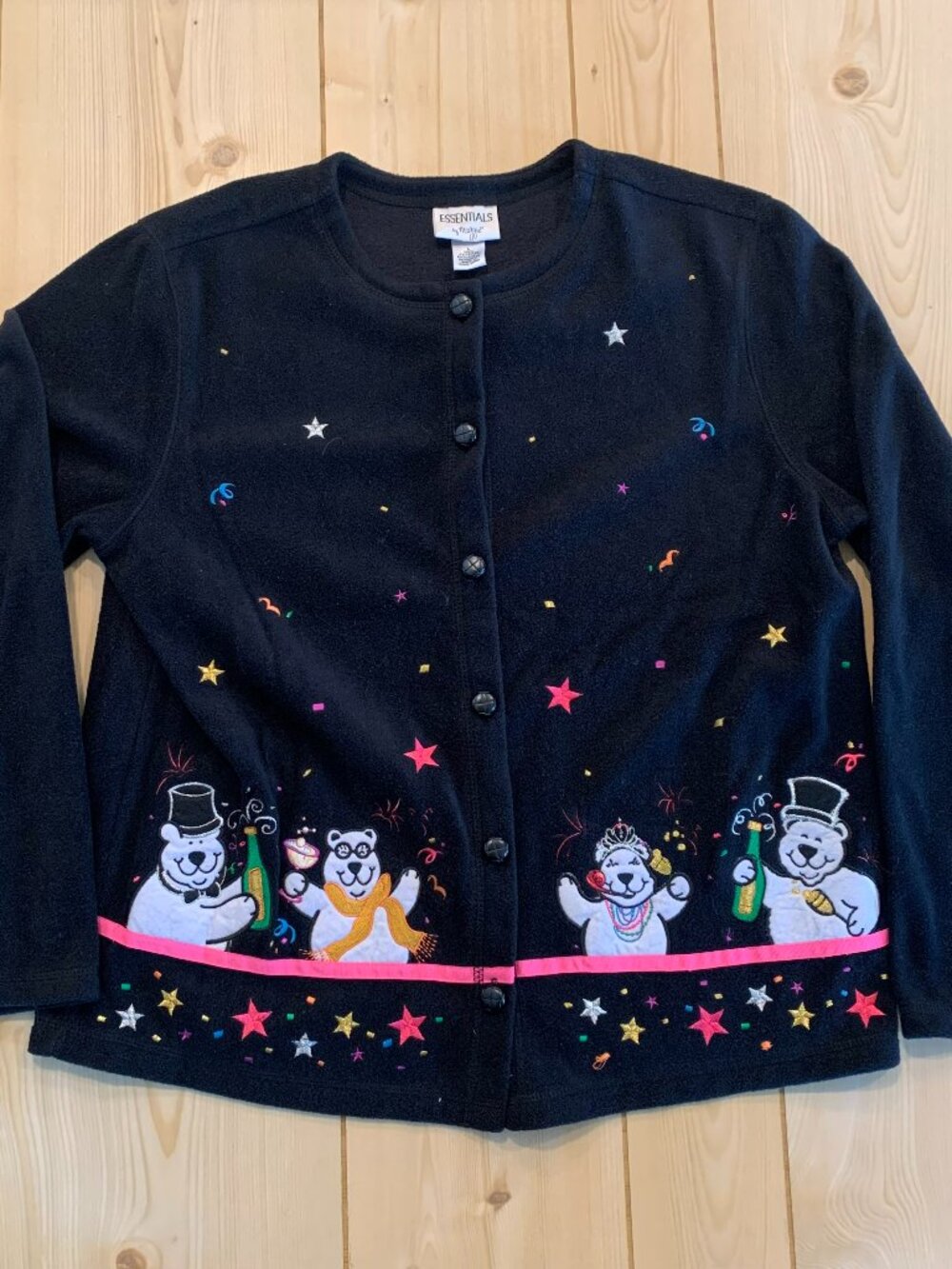 Vintage Y2K Essentials by Maggie New Years Celebration Party Cardigan Sweater L